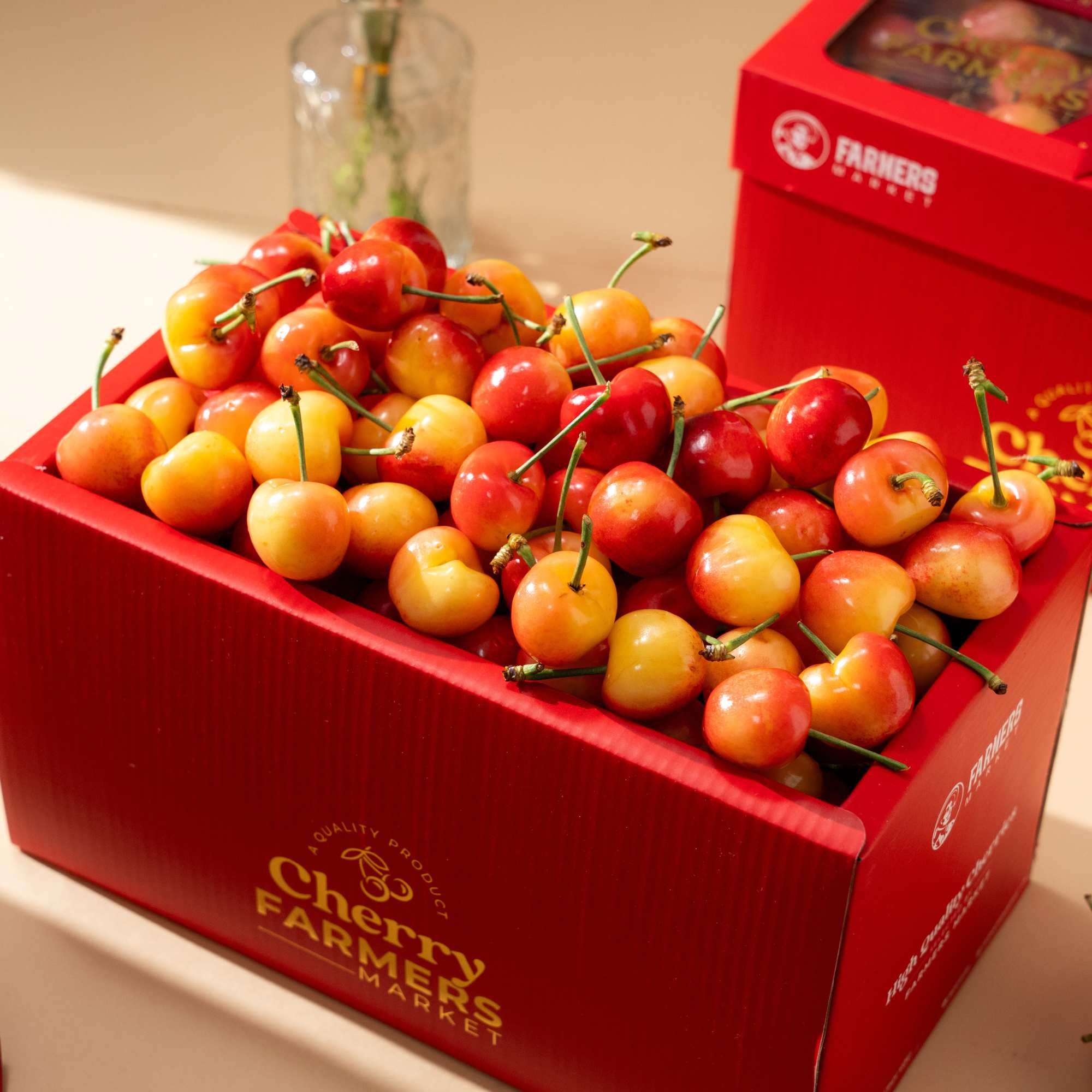  Hộp Quà Cherry Vàng Tone Đỏ Thanh Lịch 