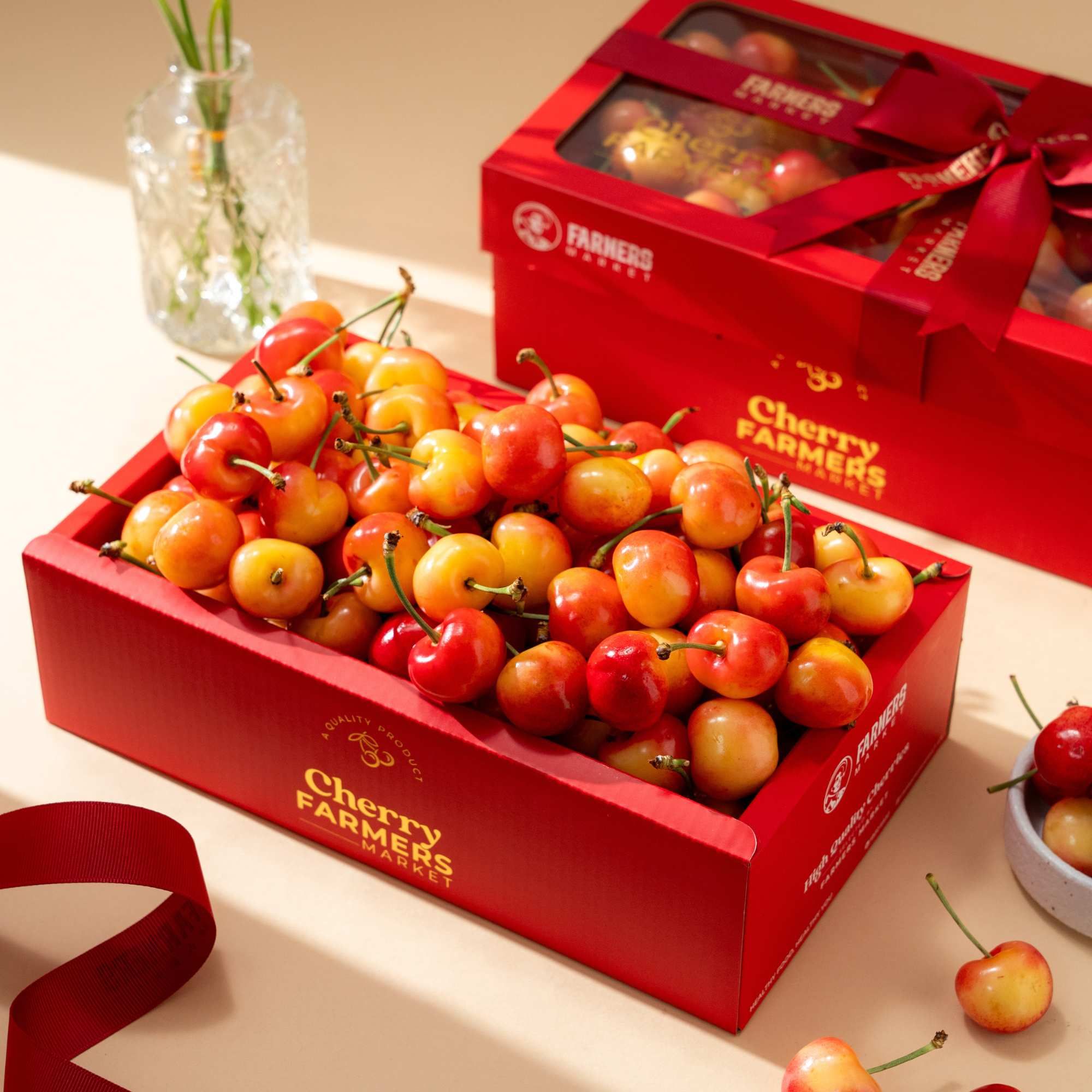  Hộp Quà Cherry Vàng Tone Đỏ Tiêu Chuẩn 