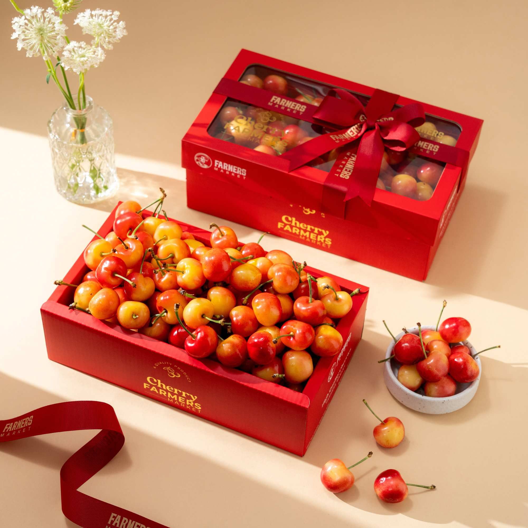  Hộp Quà Cherry Vàng Tone Đỏ Tiêu Chuẩn 