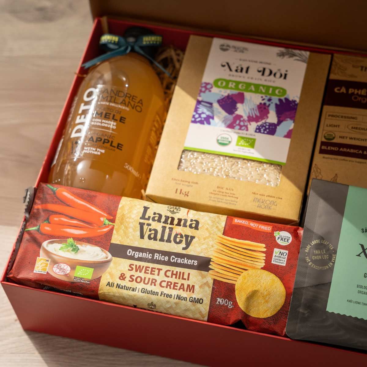  Hộp Quà Hữu Cơ Tone Đỏ Vàng Tiêu Chuẩn 