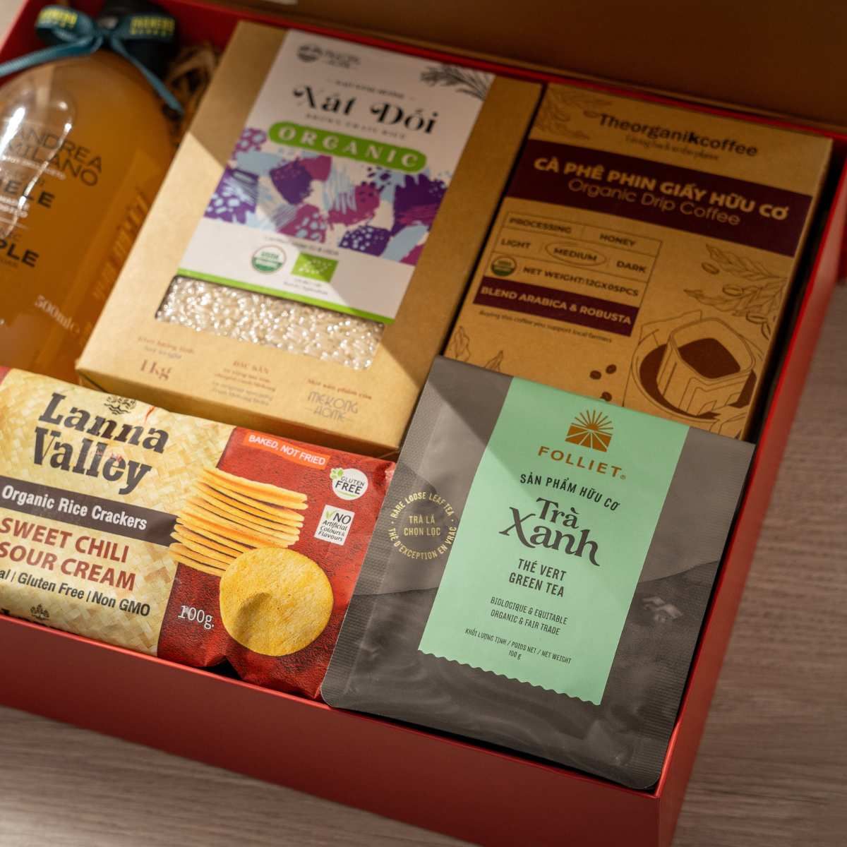  Hộp Quà Hữu Cơ Tone Đỏ Vàng Tiêu Chuẩn 