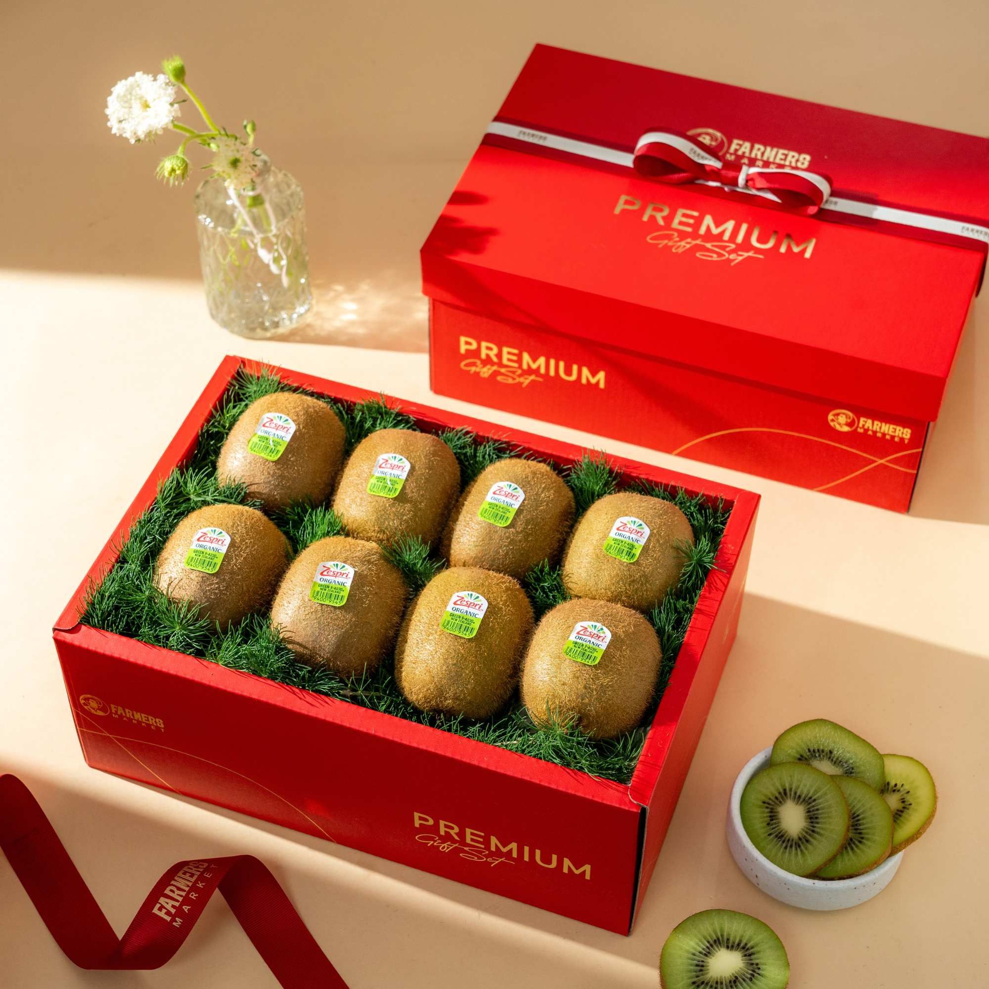  Hộp Quà Kiwi Xanh Hữu Cơ Tone Đỏ Cơ Bản 