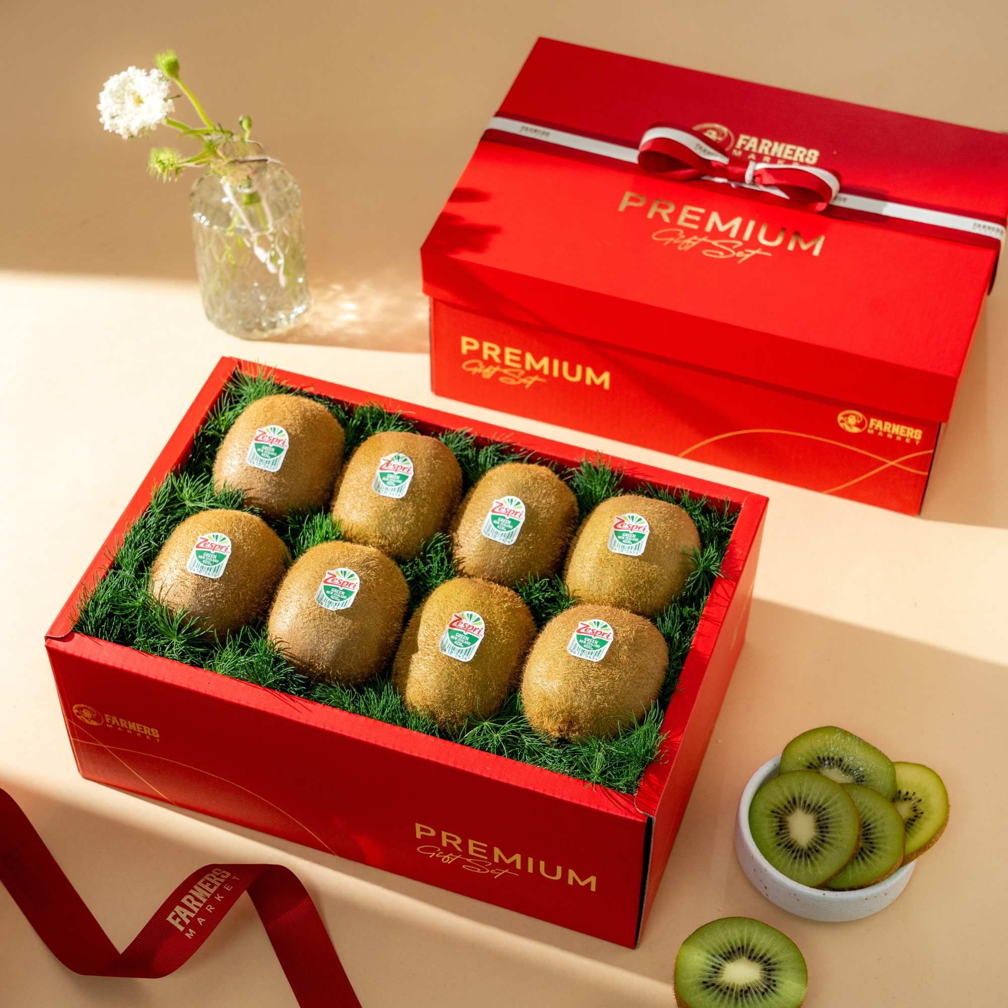  Hộp Quà Kiwi Xanh Tone Đỏ Cơ Bản 