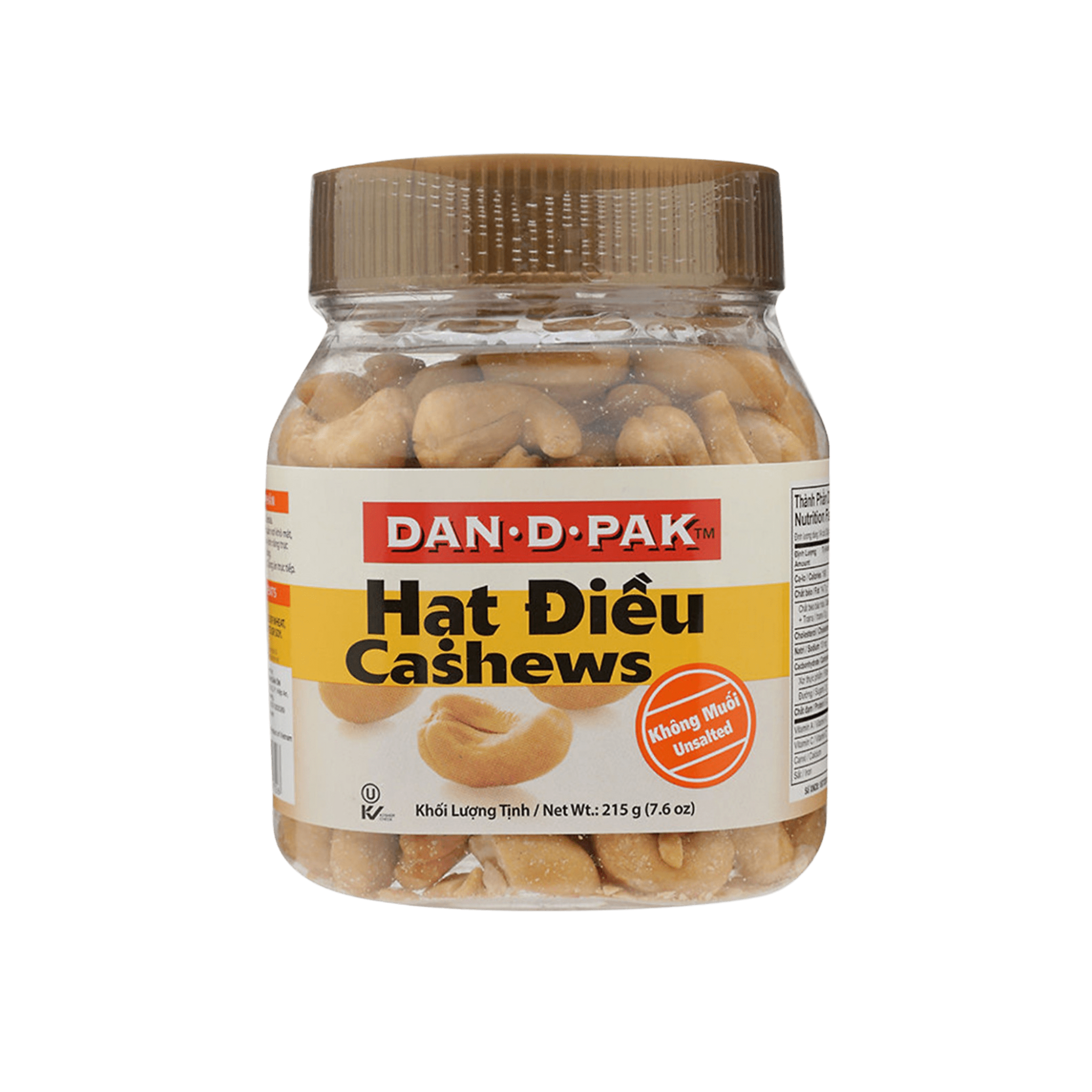  Hạt điều không muối Dan D Pak 215g 