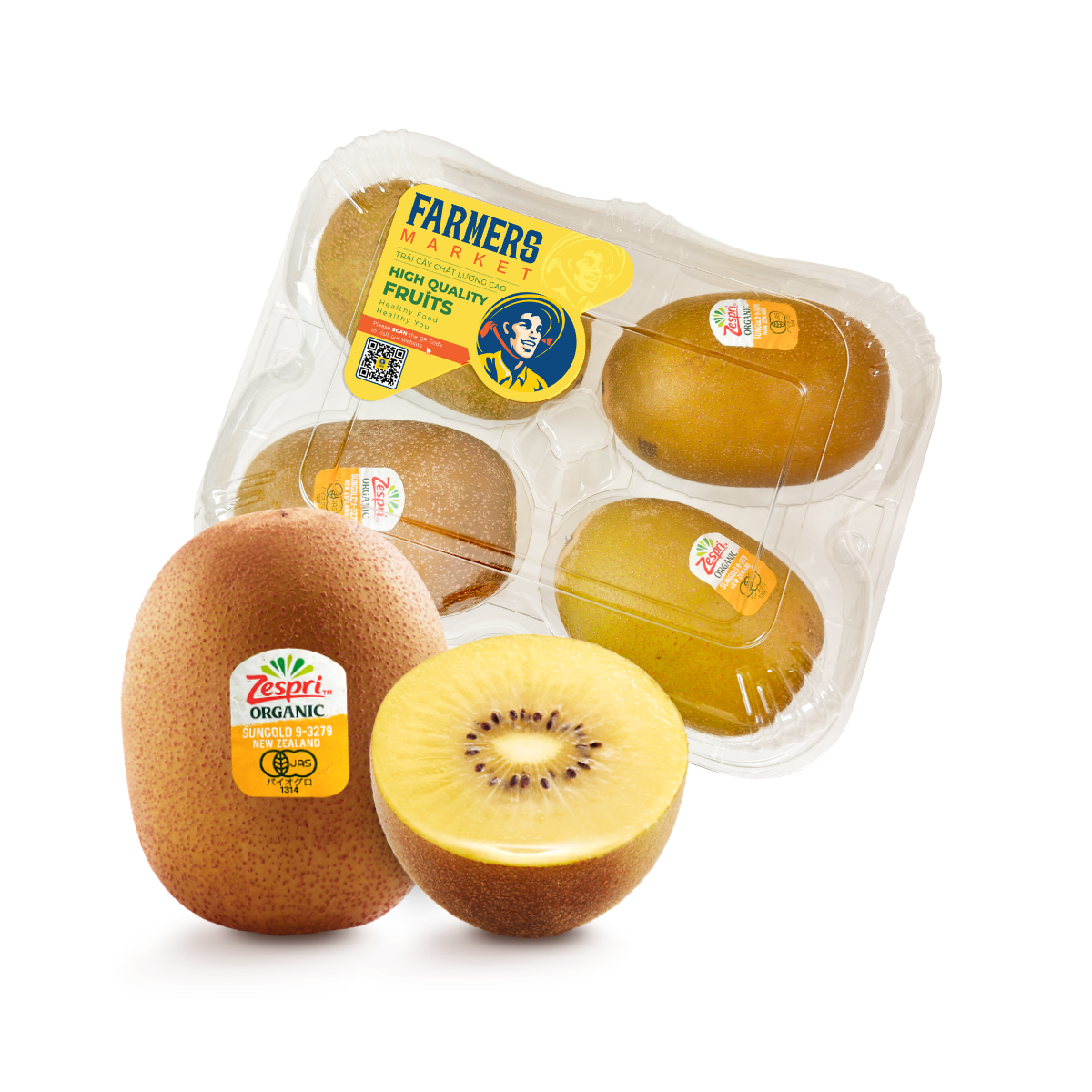  Hộp Kiwi vàng hữu cơ New Zealand - 4 Trái/Hộp (I0016309) 