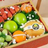  Hộp Quà Trái Cây Hỗn Hợp Tone Đỏ Hoạ Tiết Tiêu Chuẩn 