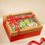  Hộp Quà Trái Cây Hỗn Hợp Tone Đỏ Hoạ Tiết Tiêu Chuẩn 