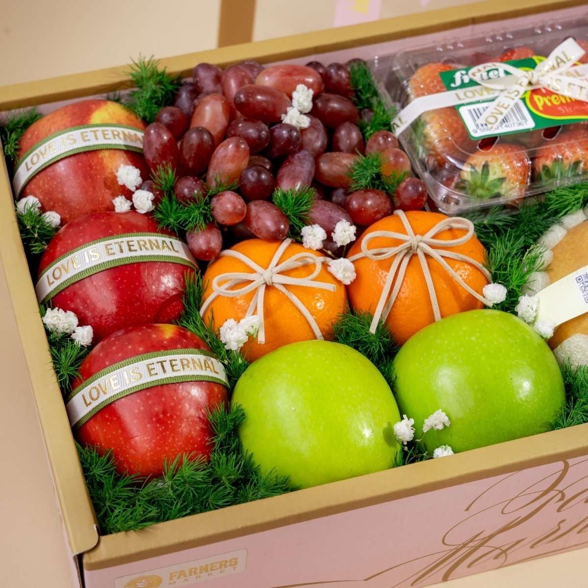  Hộp Quà Trái Cây Tone Hồng Hoạ Tiết Tiêu Chuẩn 