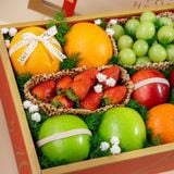  Hộp Quà Trái Cây Tươi Các Loại Tone Đỏ Hoạ Tiết Tiêu Chuẩn 