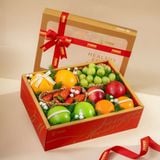  Hộp Quà Trái Cây Tươi Các Loại Tone Đỏ Hoạ Tiết Tiêu Chuẩn 