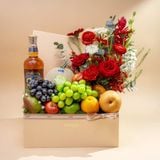  Hộp Quà Trái Cây Và Hoa Hồng Ecuador Đỏ Sang Trọng 