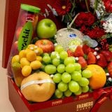  Hộp Quà Trái Cây Và Hoa Tone Đỏ Sang Trọng 