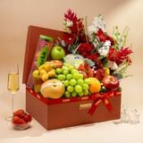  Hộp Quà Trái Cây Và Hoa Tone Đỏ Sang Trọng 
