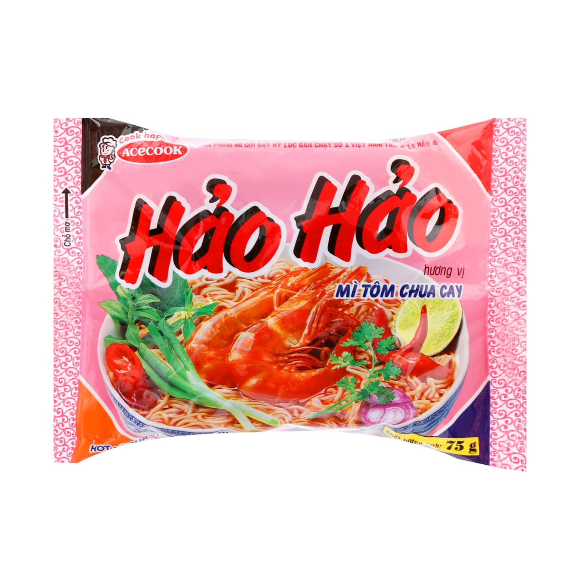  Mì ăn liền vị tôm chua cay Hảo Hảo - Gói 75G (I0001403) 