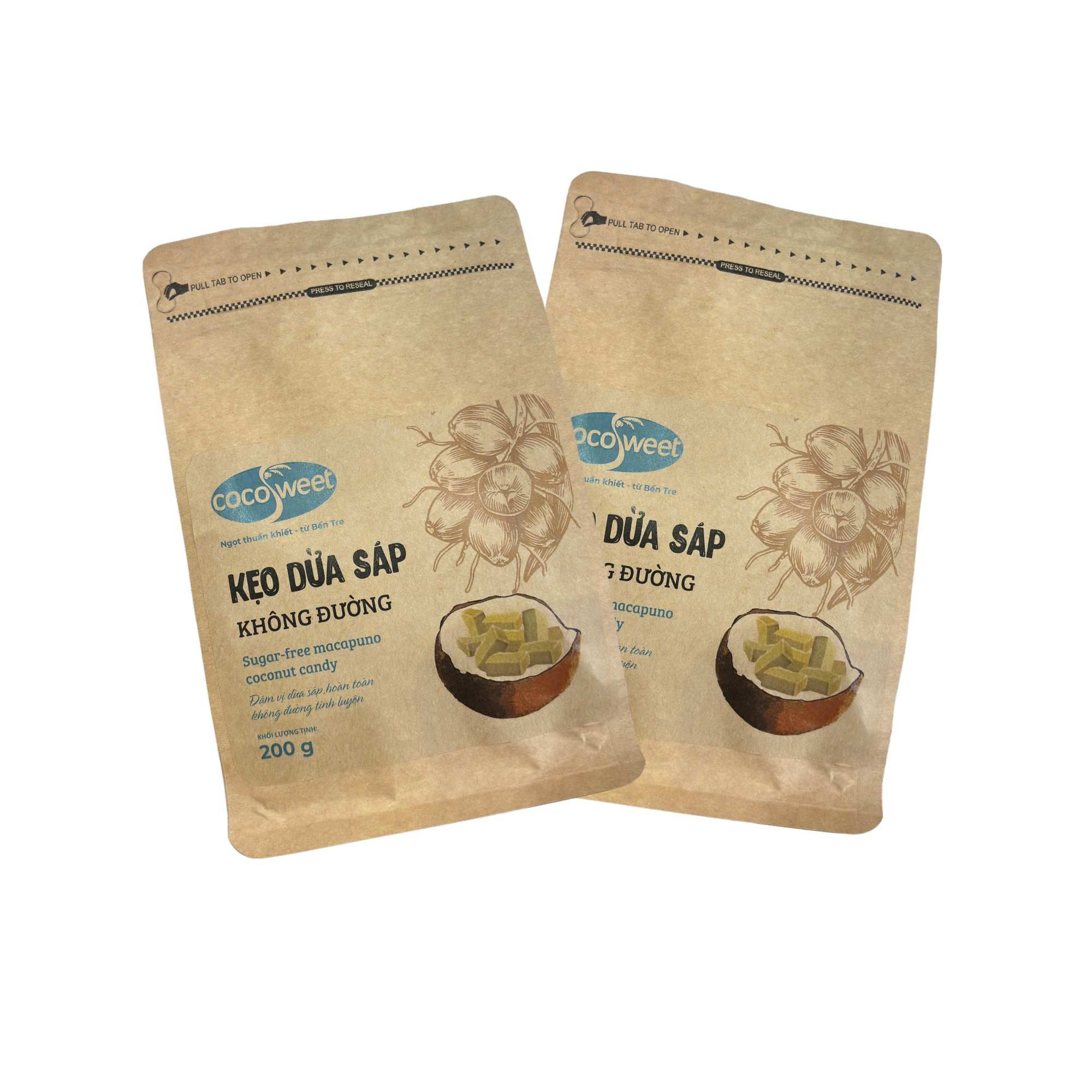  Kẹo dừa sáp không đường Cocosweet túi 200 g 