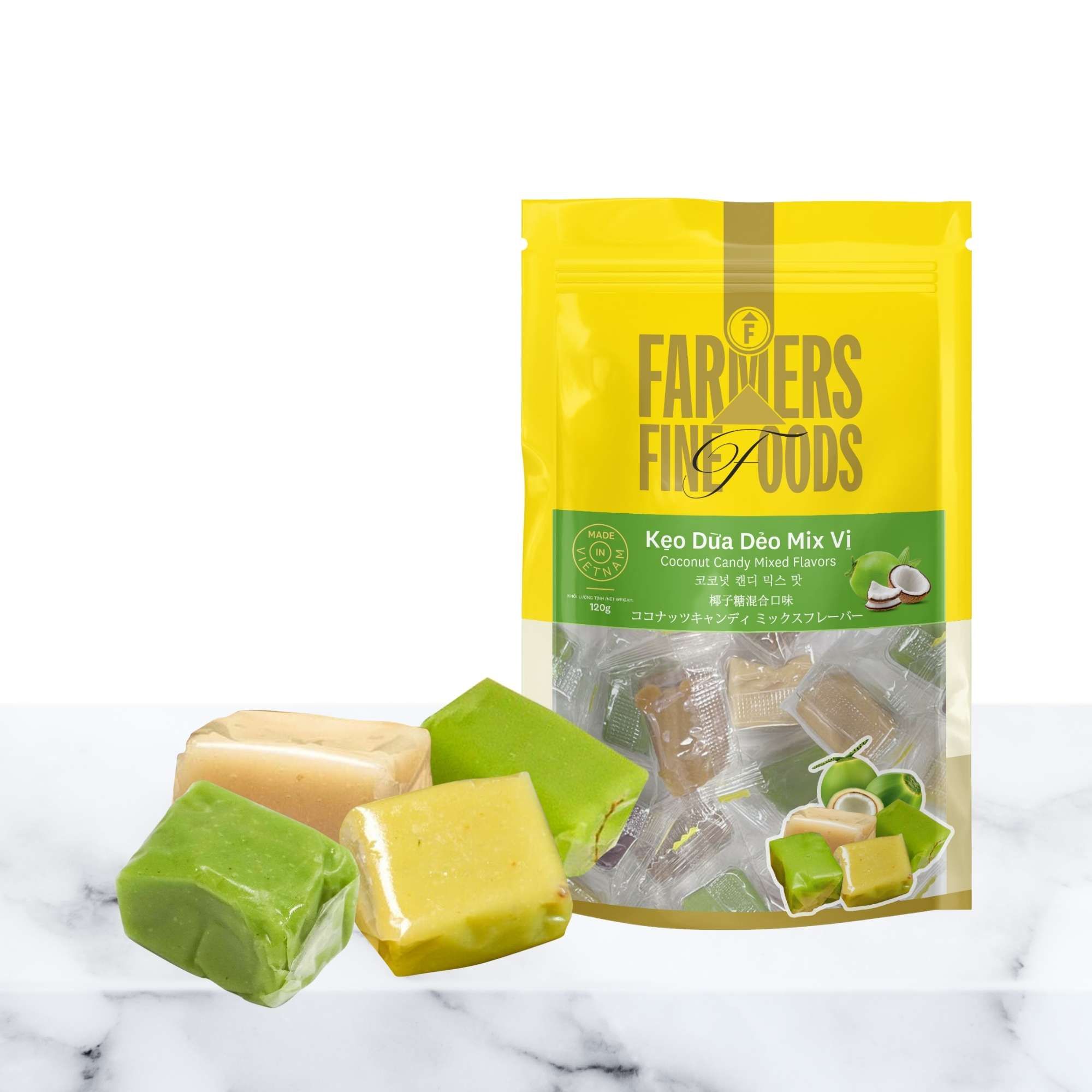  Kẹo dừa dẻo mix vị Farmers Fine Foods túi 120 g 