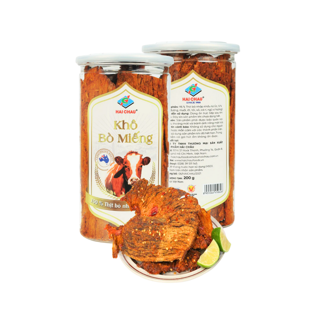  Khô bò Miếng Hải Châu hũ 200 g 