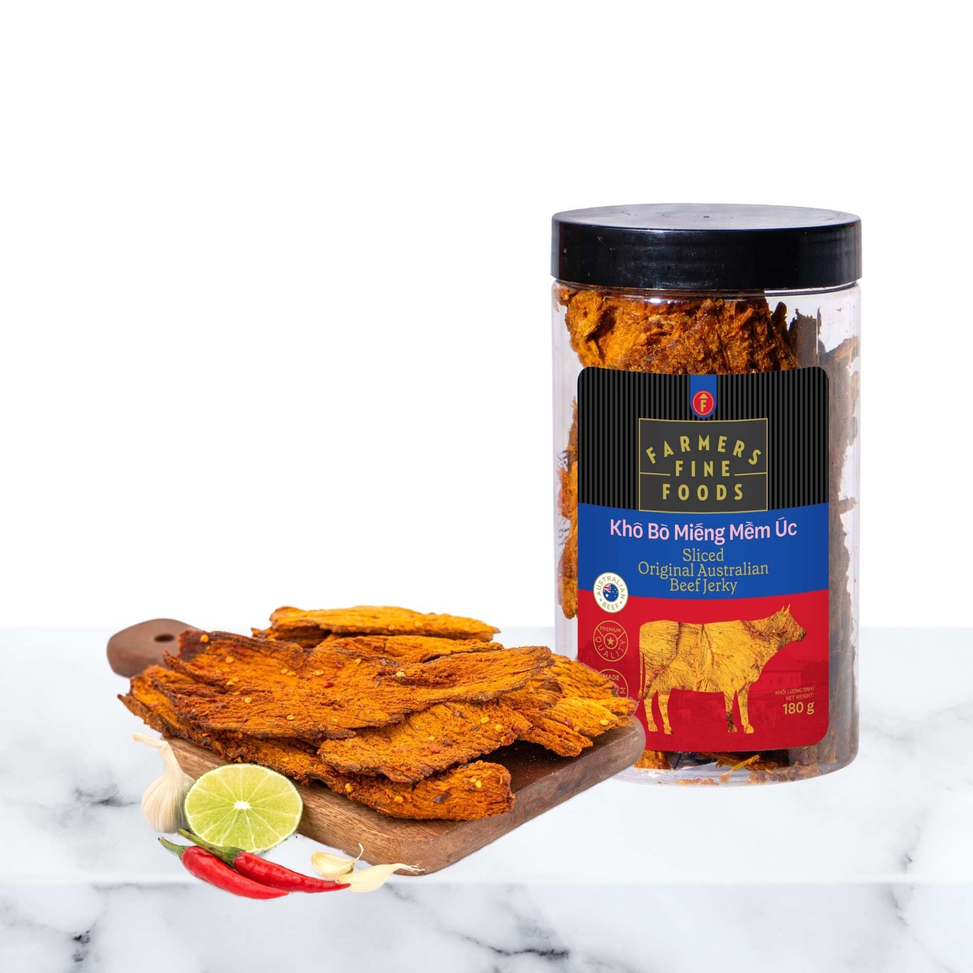  Khô bò miếng mềm úc Farmers Fine Foods 180 g 