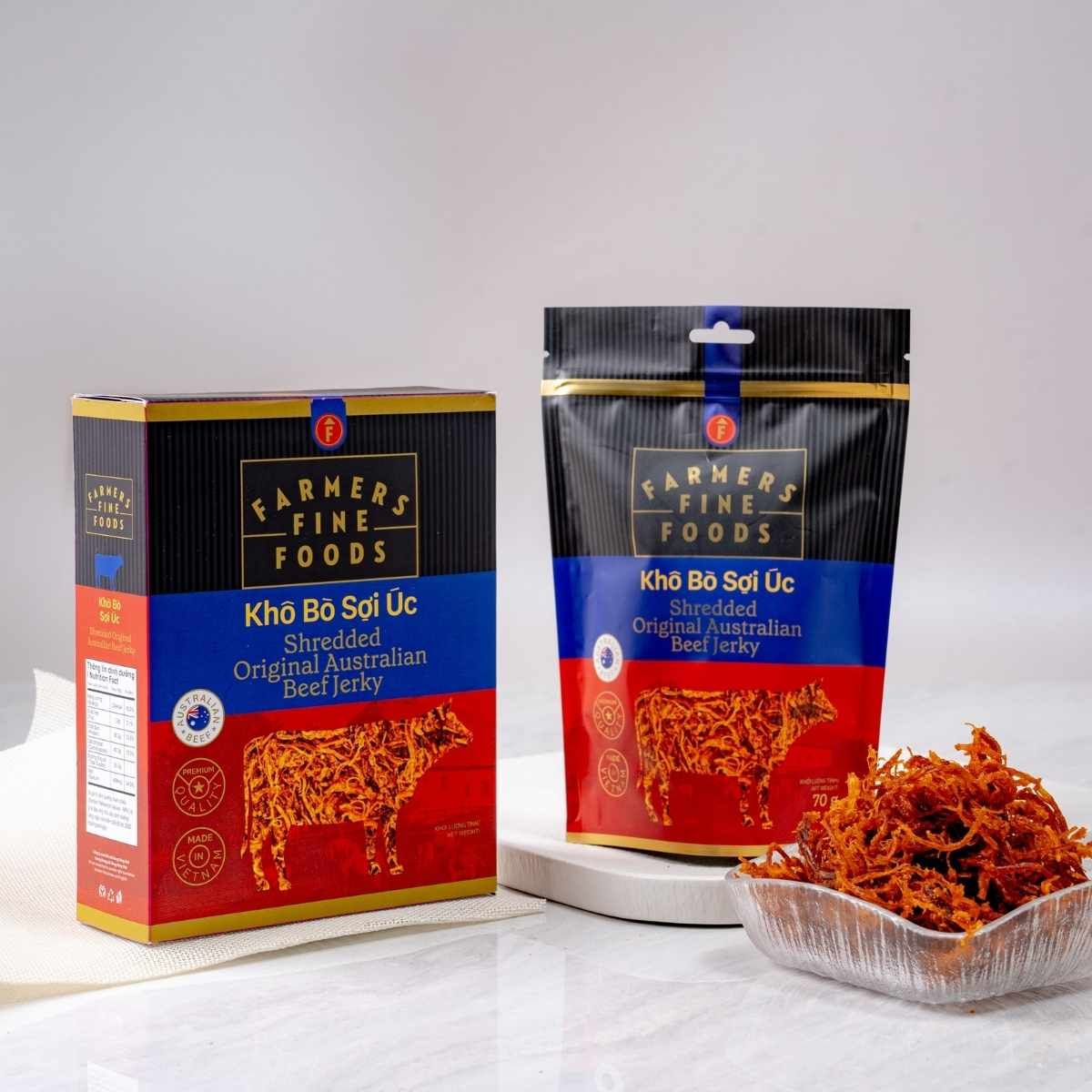  Khô bò sợi Úc Farmers Fine Foods 120G 