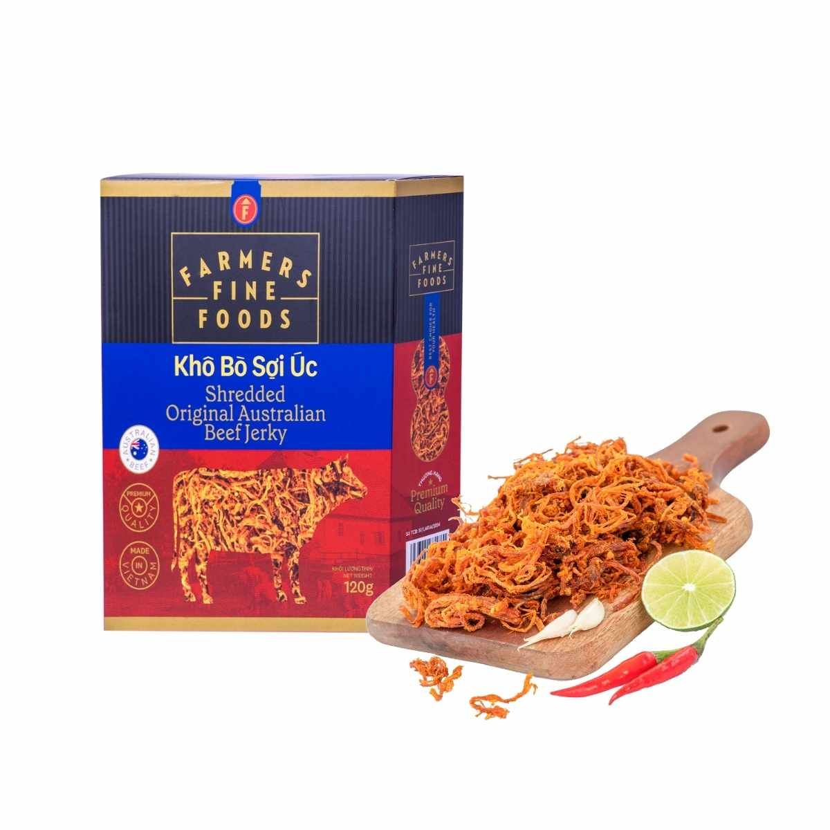  Khô bò sợi Úc Farmers Fine Foods 120G 