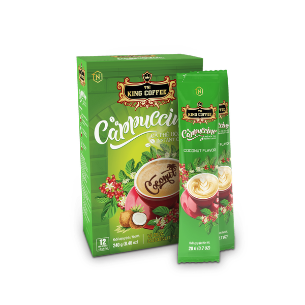 Cà phê Cappuccino Coconut King Coffee 12 gói x 20g/Hộp