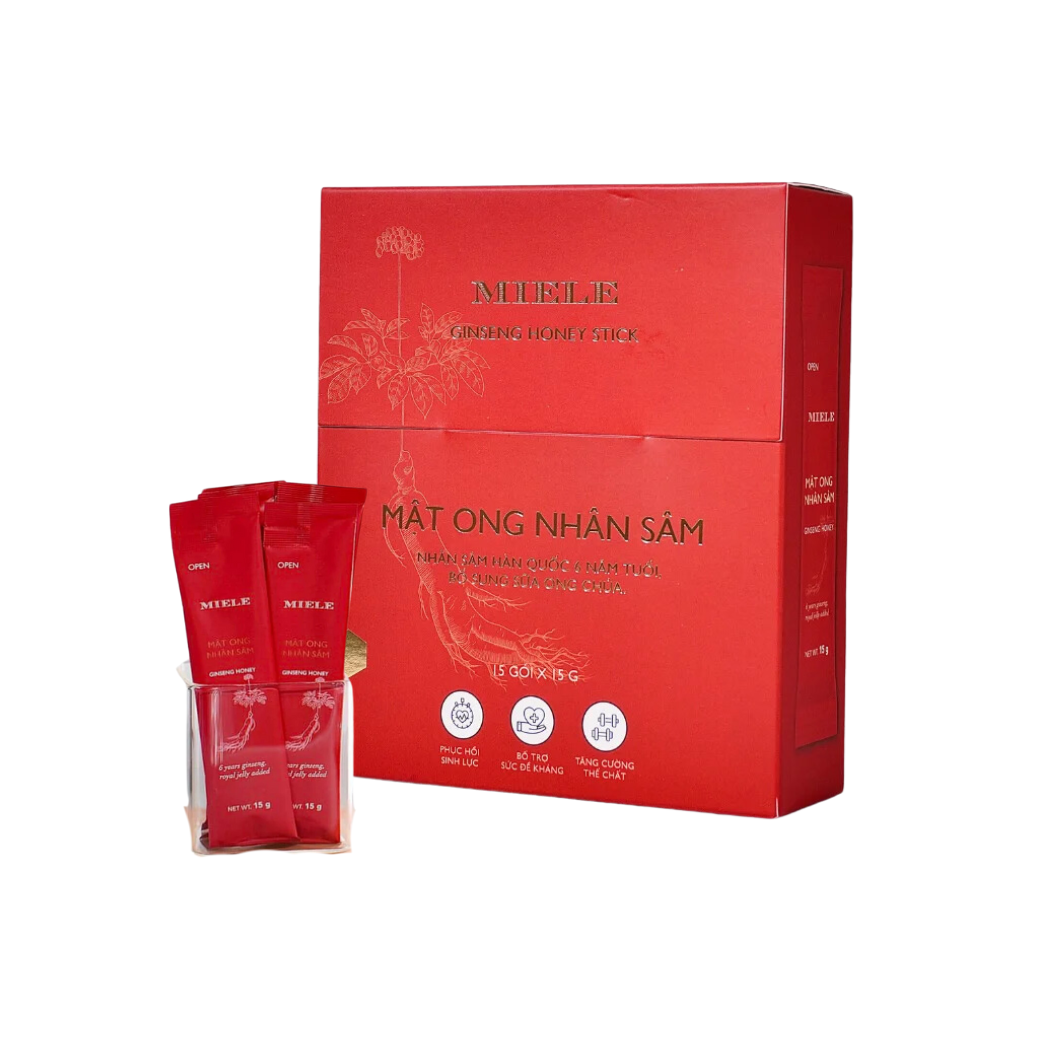  Mật ong nhân sâm Miele hộp 225 g (15 x 15 g) 