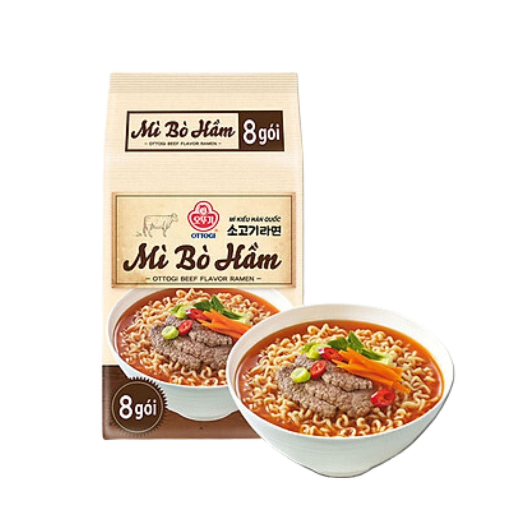  Mì bò hầm Ottogi (120G x 8 Gói/Lốc) 
