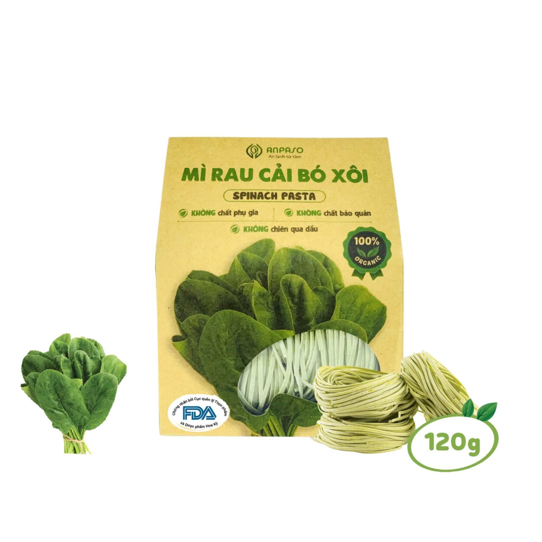  Mì cải bó xôi Organic Anpaso 120G 