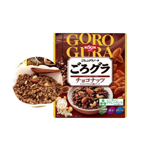 Ngũ cốc vị sô cô la và 3 loại hạt ăn liền Cisco Goro Gura 360g