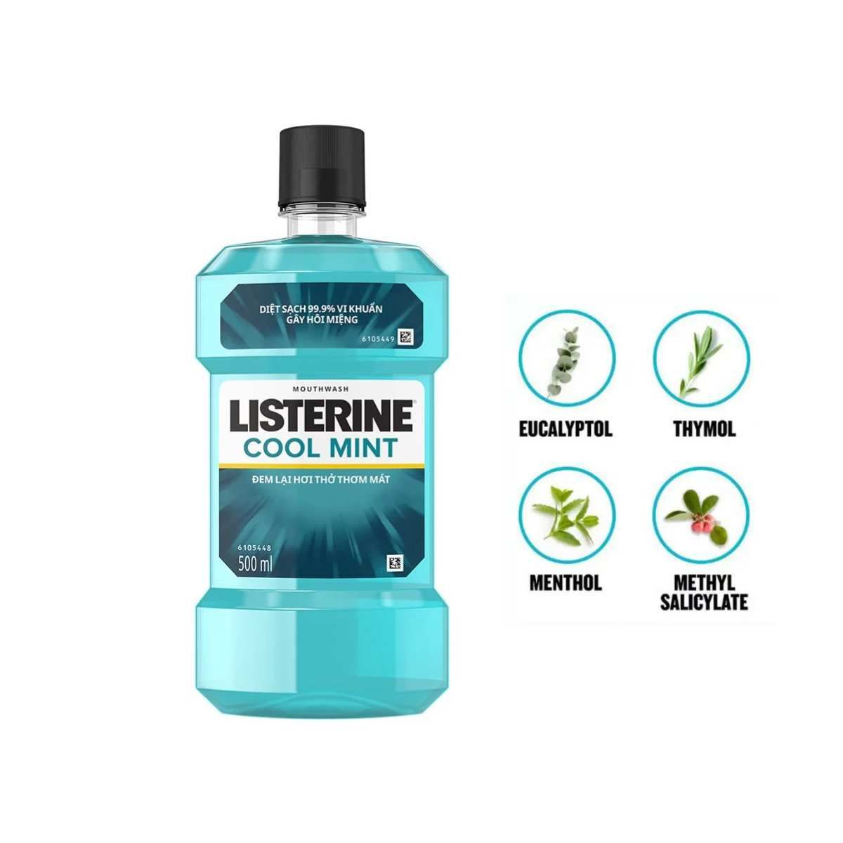  Nước súc miệng diệt khuẩn Listerine Cool Mint 250 ml (I0006201) 
