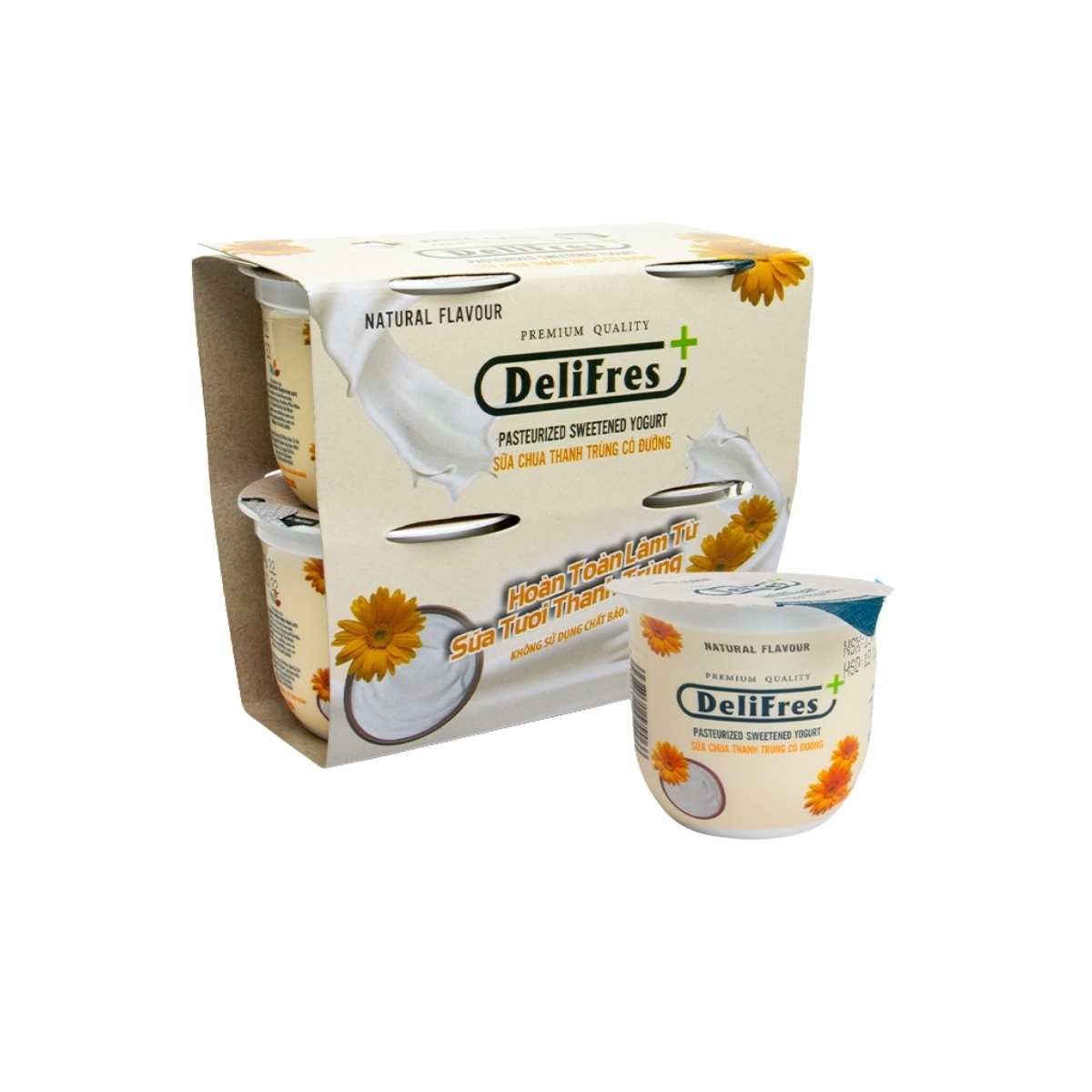  Sữa chua thanh trùng có đường Delifres+ 4*80 g (I0009573) 