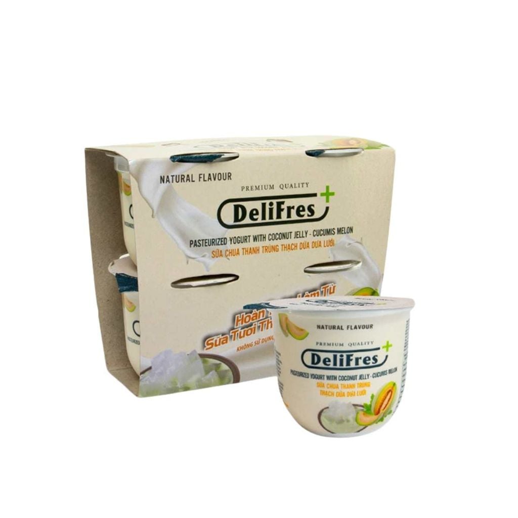  Sữa chua thanh trùng vị dưa lưới Delifres+ 4*80 g 