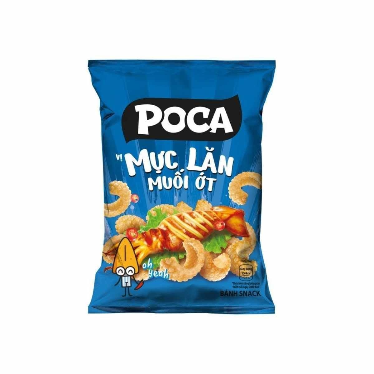  Snack Poca vị mực lăn muối ớt gói 60 g 