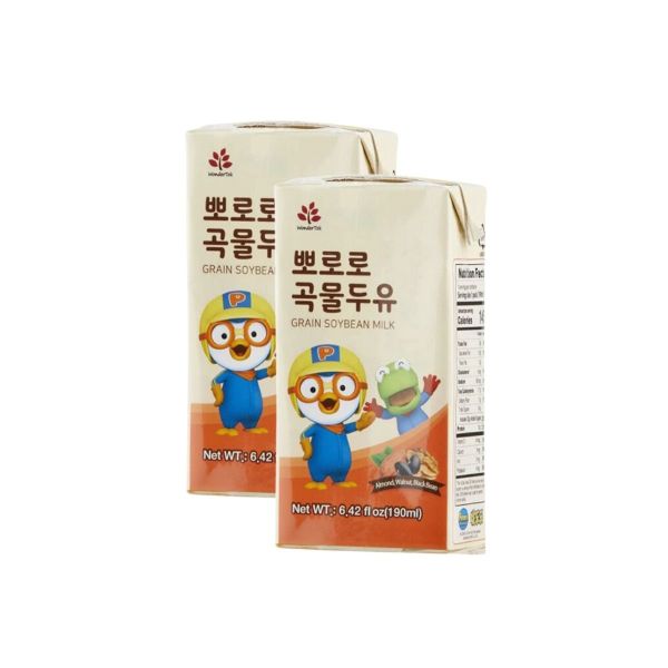 Sữa đậu nành, đậu đen, óc chó, hạnh nhân Pororo 3*190 ml (I0012424)