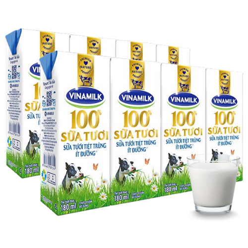  [ LỐC 4 HỘP ] Sữa Tươi Tiệt Trùng Ít Đường - VINAMILK (I0011298) 