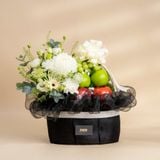  Giỏ Trái Cây Và Hoa Cúc Mẫu Đơn Tone Đen Thanh Lịch 