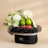  Giỏ Trái Cây Và Hoa Cúc Mẫu Đơn Tone Đen Thanh Lịch 