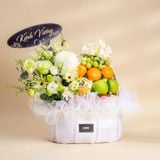  Giỏ Trái Cây Các Loại Và Hoa Sen Trắng Sang Trọng 