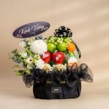  Giỏ Trái Cây Và Cúc Mẫu Đơn Trắng Tone Đen Tinh Tế 
