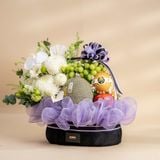  Giỏ Trái Cây Và Cúc Mẫu Đơn Trắng Tone Tím Đen Sang Trọng 