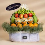 Giỏ Trái Cây Hỗn Hợp Tone Trắng Xanh Rêu Sang Trọng 