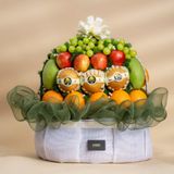  Giỏ Trái Cây Hỗn Hợp Tone Trắng Xanh Rêu Sang Trọng 