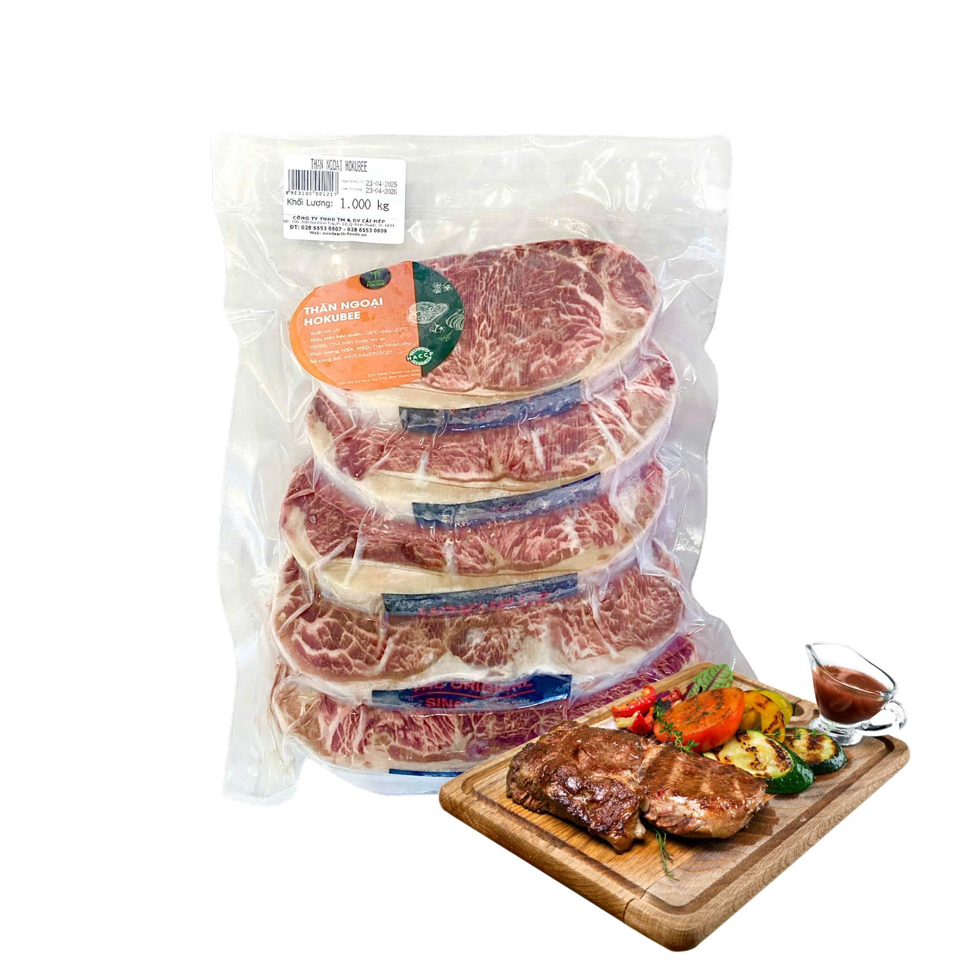  [Đông lạnh] Thăn ngoại bò úc hokubee striploin GEF 5*200g 