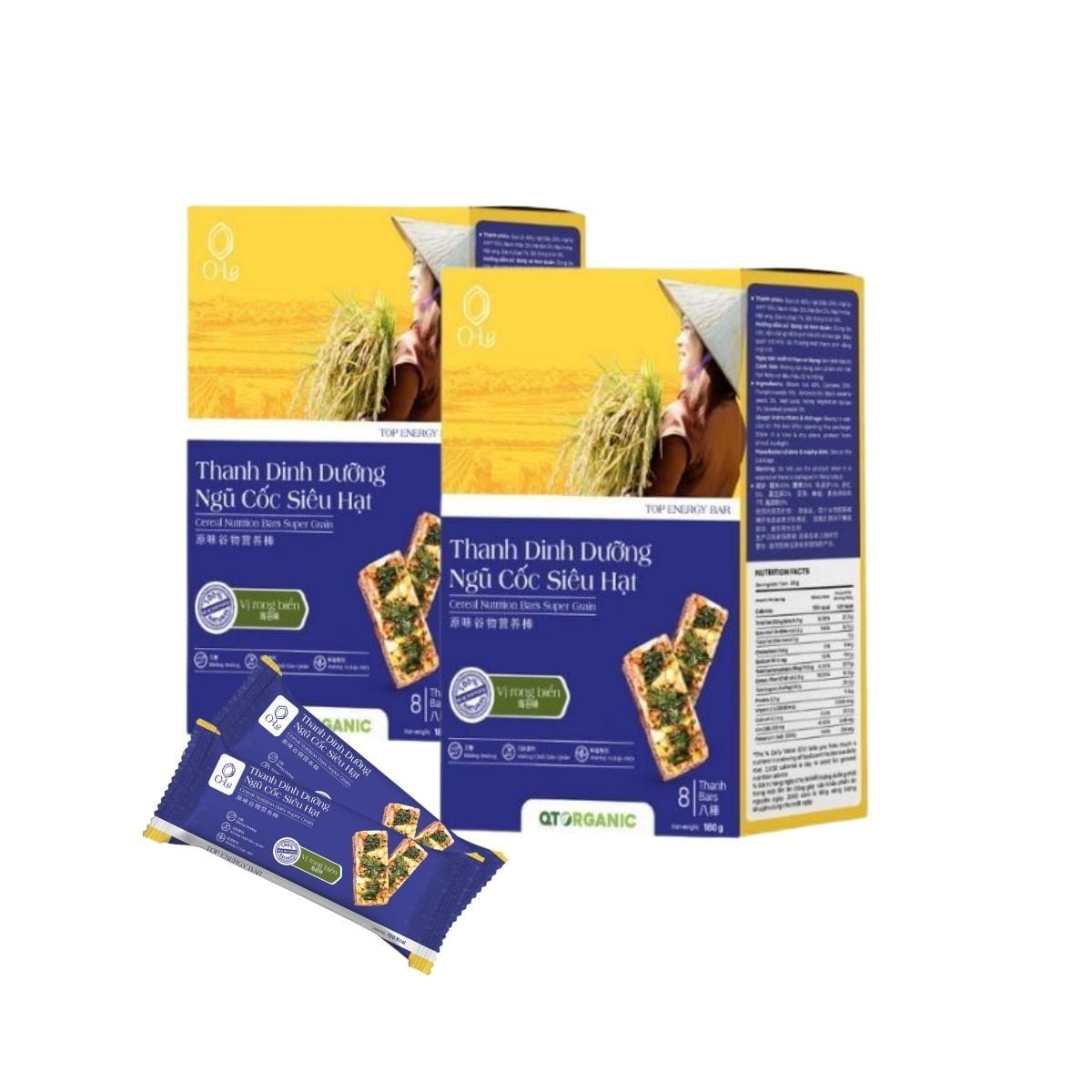 Thanh dinh dưỡng ngũ cốc QTOrganic vị rong biển 180 g