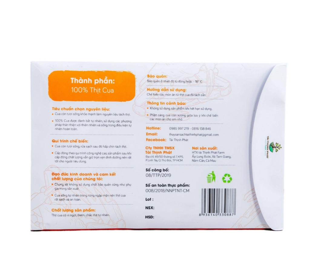  [Đông lạnh] Thịt cua sinh thái Tài Thịnh Phát 150 g 