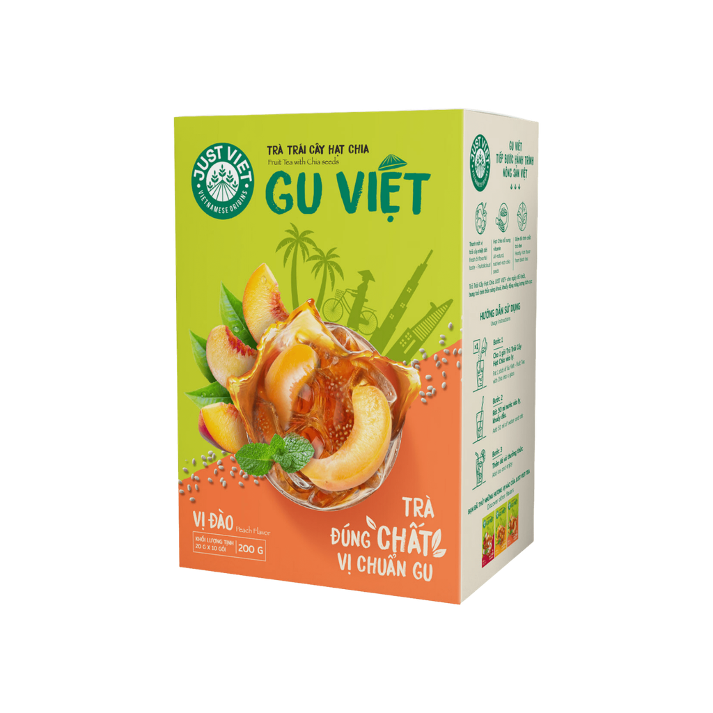  Trà trái cây hạt chia vị đào Just Việt (20g x 10 gói/Hộp) 