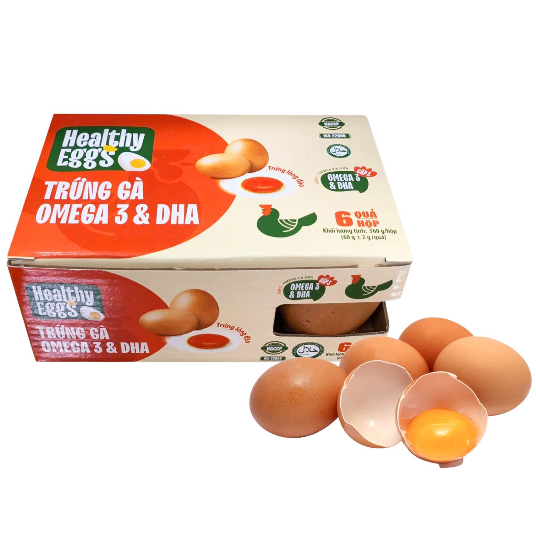 Trứng gà Omega 3 và DHA Healthy Eggs 60 g (6 quả/hộp) (I0012791) 
