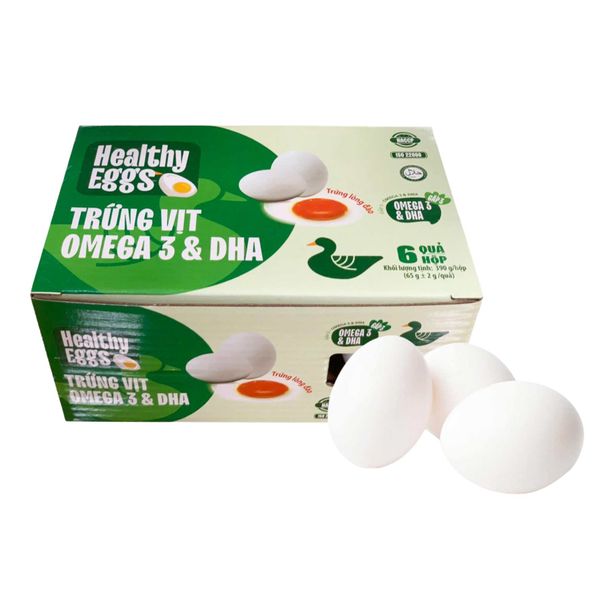 Trứng vịt Omega 3 và DHA Healthy Eggs 60G ( 6 quả/hộp)