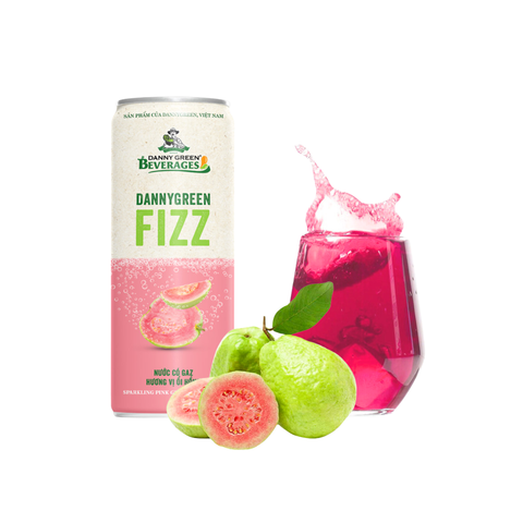  [Combo 6 Lon] Nước có gaz hương vị ổi hồng DannyGreen lon 330ml 