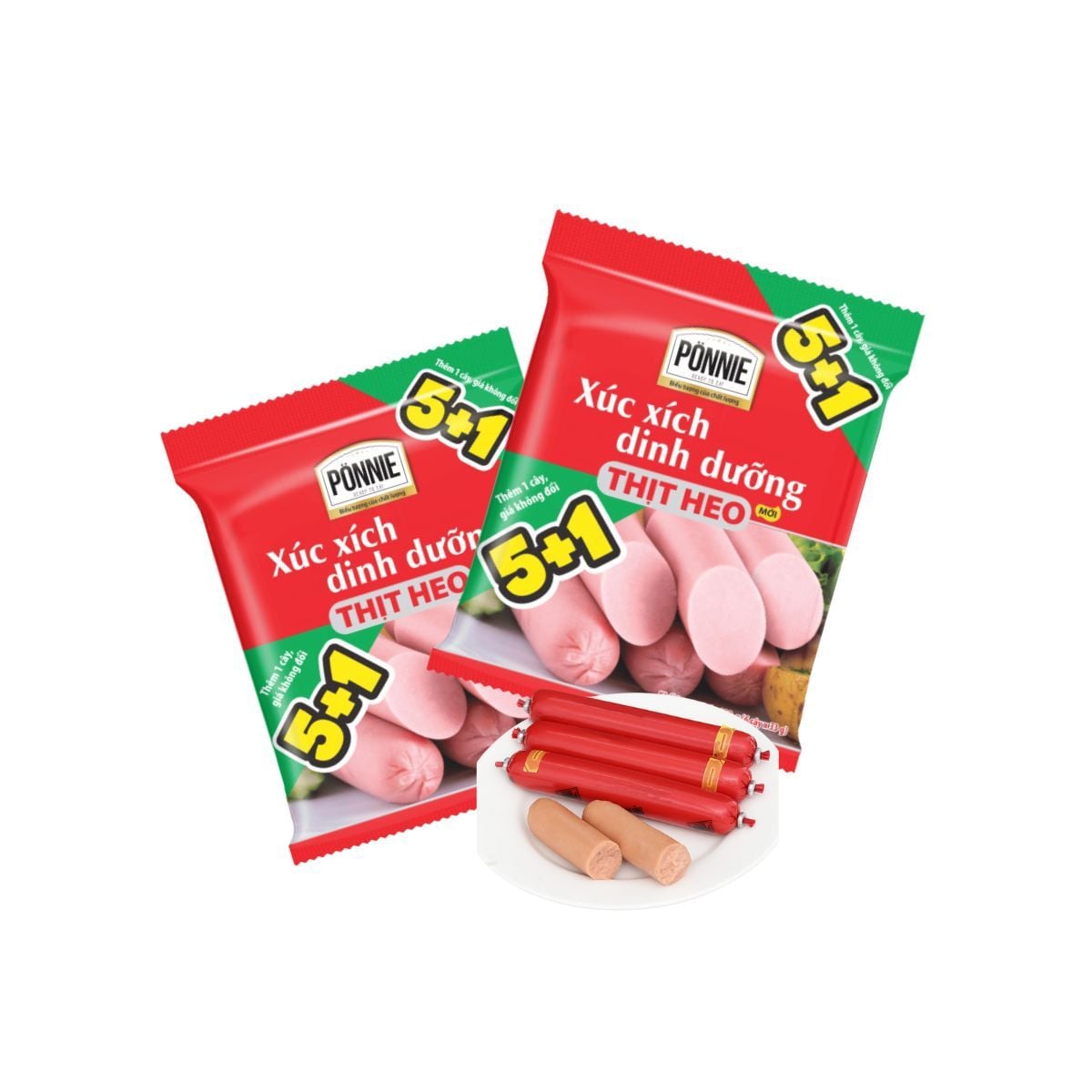  Xúc xích tiệt trùng Ponnie vị Heo 6cây x 33 gr (I0012543) 
